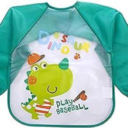 BabyGo Washable 1 Pcs Long Sleeve Bibs, Waterproof Baby Bibs, Toddler Sleeved Bib, Baby Smock for Eating Feeding, 6-24 Months (Multicolor)-picture-26