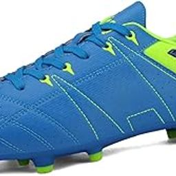 160471-M Men s Sport Flexible Athletic Lace Up Light Weight Outdoor Cleats Football Soccer Shoes Royal/Lemon Green 6.5 D(M) US-picture-8