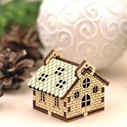 Raystar Wooden Miniature Cottage House Models, DIY Assembly Set of 6, Natural Wood, 3 x 3 x 3 CM-31