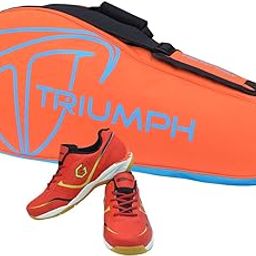 Gowin Badminton Shoe Smash Red Size-6 with Triumph Badminton Bag 303 Orange/Sky-image-84