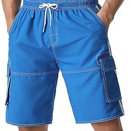 Men's Beachwear Sportwear with Lining Quick Dry Board Shorts Blue 34-image-28