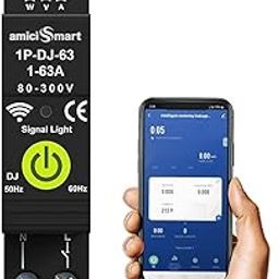 amiciSmart WiFi Bidirectional Energy Meter with Timer Switch | Over/Under Voltage and Over Current Protection Device with Over Temperature and Leakage Protection, Single Phase, 220VAC-2
