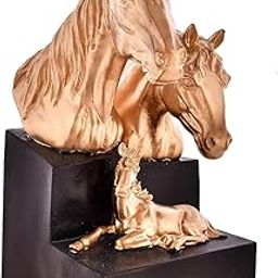 Shriji Enterprise Present Horse Family Face Antique Sculpture Art Decor for Home Decor Showpiece Figurine-image-54
