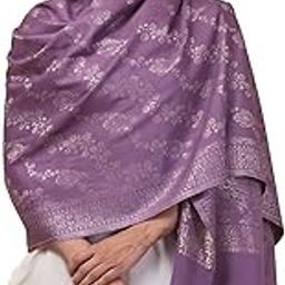 Women’s Acrylic Stole/Shawl with Zari Weave in Kashmiri Kani Style, Wedding Wrap for Girls, Medium Size-image-55