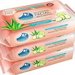 Glider Facial Wipes | Enriched with Aloe Vera, Cucumber & Vitamin E | pH Balanced & Skin-Friendly | Alcohol & Paraben Free | Moisturizes, Refreshes & Soothes | 25 Wipes (Pack of 2)-53