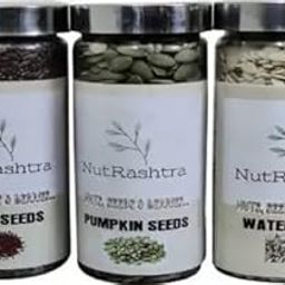NutRashtra flax seeds pumpkin seeds watermelon seeds Golden Flax Seeds, Watermelon Seeds, Pumpkin Seeds (600 g, Pack of 3)-image-81