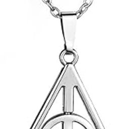 � Deathly Hallow Necklace for Men and Women Stylish Fashion Pendant for Boys, Girls Gift for Harry Potter Fans, Rotatable Design Halloween Costume Accessory-image-48