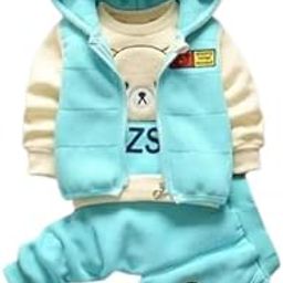 Blue White Bear Design Full Sleeves Cotton Blend Top & Bottom Set For Baby Boy's-image-38