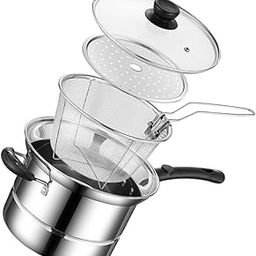 Deep Frying Pot with Strainer Basket, Multipurpose Cookware, Outdoor Camping, Party, Picnic-picture-2