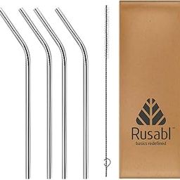 Rusabl Stainless Steel Straws (Pack of 4, Silver) for Kids & Adults with Cleaning Brush, Reusable Metal Steel Straws for Drinking Juice-image-14