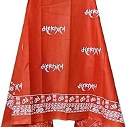 Desi Legacy Mahakal Cotton Shawl/Stole Lightweight Pure Cotton Fabric for Puja, Meditation & Daily Wear (orange, 180 x90 cm)-picture-53