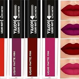 TILKOR Mini Lipstick Red – Stunning Red Matte Lipstick with Intense Pigmentation, Smooth Texture, Perfect for a Statement Look – Pack of 4 – Full Coverage-3