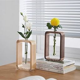 HS ART Wooden Table Flower Vase Home Decor Items/Propagation/Decor Plant Holder Dining Table Wooden Flower Vase for Decor Home Office Living Room Rectangular Plant Holder (1)-image-43