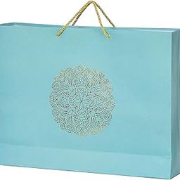 PPJ ® - ROUND MOTIF (10 Pcs.) (GOLDEN FOIL) (GREEN) PAPER CARRY BAG, 17 Inch X 13 Inch X 4 Inch for DIWALI/WEDDING/FUNCTION/BIRTHDAY/RETURN GIFTS/CHRISTMAS (Pack of 10)-image-73