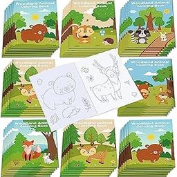12 Pieces Forest Animals Coloring Book, Bulk Mini Coloring Book, Forest Theme, Kids Coloring Book, DIY Art Drawing, Safari Zoo, Activity Book Set with Fox, Rabbit, Sika Deer, Hedgehog and Others-image-1