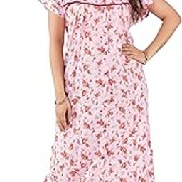 Women's All Over Printed Open Front Full Cotton Blend Nighty/Maxi/Nightgown/Nightwear WSR-142-image-45
