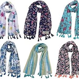 Women's Printed Chiffon Scarves and Stoles, Free Size(Multicolour, FS1821) - Pack of 6-image-5