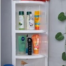 GRACIO Jumbo Delux 3 Tier Bathroom Corner Shelf, Wall Mounted Storage Shelf with 3 Translucent Doors, Premium Plastic Cabinet for Kitchen, Bathroom, Living Room, Office, Stylish Corner (White)-image-71