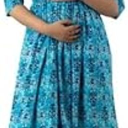 Women's Rayon Printed Maternity Dress Pregnancy Casual 3/4 Sleeve Dual Zipped for Feeding Nursing Maternity Comfort Dress Kurta-image-49