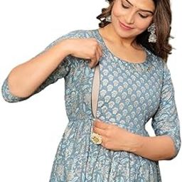 CLOTHYCORP Women's Cotton Floral Printed Anarkali Maternity Feeding Kurti-image-56