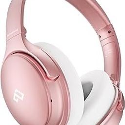 Rose Gold Active Noise Cancelling Headphones with Microphone，INFURTURE Wireless Over Ear Bluetooth Headphones, Deep Bass, Memory Foam Ear Cups, Quick Charge 40H Playtime, for TV, Travel, Home Office-10