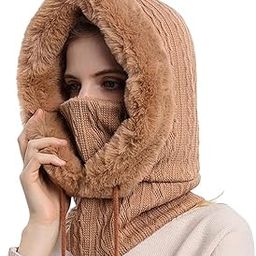 Womens Beanie Hat Scarf Mask Set Winter Knitted Warm Face Protection Khaki|Clothing Shoes & Accessories|Womens Accessories|Hats-image-30