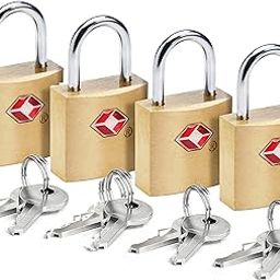 EzLife - TSA Approved Brass Mini Padlock, Brass Luggage Locks, Brass Lock with Key for Gym Locker, Backpack (Multicolor) (Pack of 4)-image-26