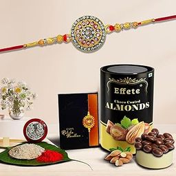 DeoDap Rakhi For Brother Set Of 1 with Silver Color Pooja Coin, Rakhi With Greeting Card, Rakhi For Kids, Brother And Bhabhi, Rakhi With Chocolate, Sweets, Rakhi With Gift, Rakhi Combo (K1_703_CA)-image-2