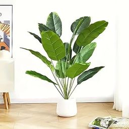 SHAKTISM Artificial Banana Plants Banana Tree Leaves with Stems Faux Artificial Plant 18 Leaves Green Leaves with Brown Edges Ornamental Plant for Home Office Interior Decor. (Green)-image-67