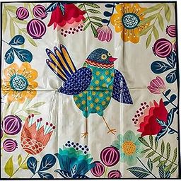 Blue Grass Jute Laminated Digital Bird Print Bed Server Food Mat - Multicolour, 40x40 Inches-image-9