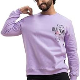 Pure Cotton Fleece Graphic Printed Full Sleeves Sweatshirt for Men & Women | Round Neck Regular Fit Unisex Sweatshirt with Run Away Graphic Print - Lavender-picture-15