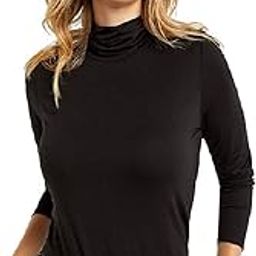 Stylish Black Long Sleeve Turtle Neck Cotton Tshirt for Women (Black)-image-96