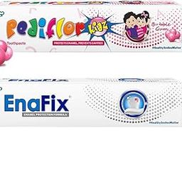 PediflorKidz Anticavity Fluoride Bubble Gum Flavor Toothpaste for children and Enafix Fluoride-free Toothpaste | 70g x 2 | Family combo pack-image-36