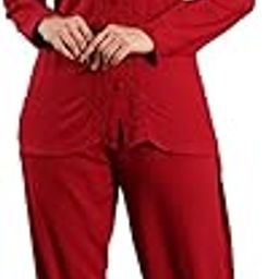 Women's Lucknowi Chikankari Embroidered Button-Down Shirt and Pants Set, Long Sleeve Collared Top with Elastic Waist Trousers-image-7
