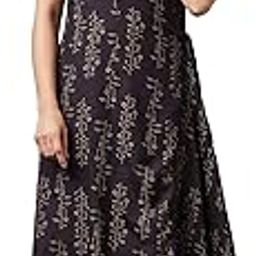 Black Floral Print Angrakha Jumpsuit in Round Neck-45