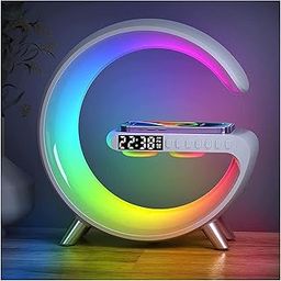 Aozozorbby 4 in 1 Table Lamp,Wireless Charger Atmosphere Lamp,Sunrise Alarm Clock and Bluetooth Speaker Controlled by APP,Dimmable Bedside Lamp,Table lamp for Bedroom Decor,Dorm Decor.(White)-image-31
