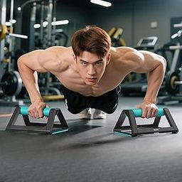 UJEAVETTE 2 Pieces Push up Bar Portable Pushup Exercise Stand Grips for Arm Women Men Blue-image-79