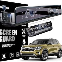 Screen Guard For Kia Seltos Facelift 2023 HTX + Accessories Dual Screen infotainment system with AC Protection film - 10.25" inch Matte-17