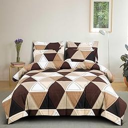 KETOSTICS Combo of 300 TC Premium Glace Cotton King Size Duvet Cover with Zipper (Dohars) 90x100 inch & Floral King Size Elastic Fitted 1 Double Bedsheet Cover 2 Pillow Covers (72x78x8 Inch) BS-01-image-103