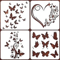 SIGNOOGLE 4 PCs Butterfly Stencil for Painting ReusableTemplate for Art and Craft Home Decor, DIY Albums and Printing, Scrapbook,Wall, Tile, Fabric Painting (6 x 6 Inch) (Butterfly Set)-31
