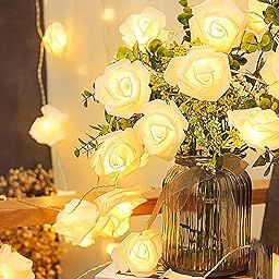Homesake® String Lights, Rice Lights 14 LED Indoor Outdoor Fairy Lights for Room Decoration, Diwali Decoration for Home, Party Decoration (Warm White), (White Rose) Plug in 5 Meter-7