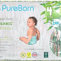 PureBorn Organic Natural Bamboo Baby Disposable Diapers-Size 4 By Fratelli|From 16 To 20 Kg |14 Pcs| Assorted Print |Premium Super Soft| Maximum Leakage Protection|Eco Friendly Nappies|New Born Essentials S4-144s-image-10