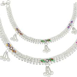 Silver Plated Traditional Anklets For Women & Girls Stylish-image-91
