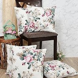 Clasiko Premium Duck Cotton Decorative Throw Cushion Covers for Sofa Living Room ; Set of 5; 18x18 Inches; Vivid Blossom-image-23