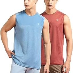 Men's 100% Polyester Slim Fit Self-Design Sleeveless Gym Vest with Double Cool for Gym, Sports and Regular Use - Pack of 2-image-17