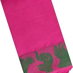 Saradhi Fashon's Handmade Bharatanatyam & Kuchipudi Dance Practice Cotton Saree (Pink with Green Mudra Or Hastha Border)-image-3