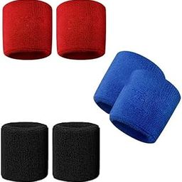 SwekshaCreations Wrist Sweat Band 3 inch for Work Out,Gym,Running, 3 Pairs (Blue,red,Black)-image-54