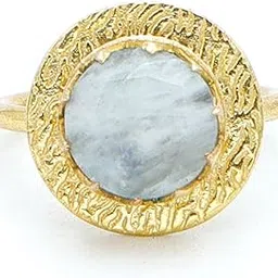 dua Rainbow Moonstone Ring – Dazzling White Crystal Adjustable Gold-Plated Ring-picture-9