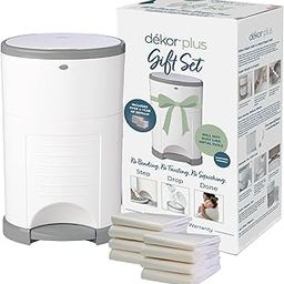 Dékor Plus Diaper Pail Gift Set – White | Comes with Over a Year's Supply Worth of Dékor Refills!-image-8