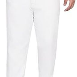 Plus Size Men's Stretchable Mid-Rise Comfort Fit Clean Look White Cotton Jeans for Men-image-37